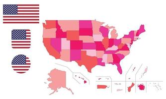 Map and flag of Usa Territorie vector