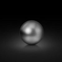 Silver color realistic chrome ball on black background. 3d render photo