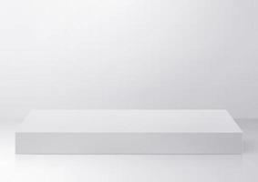 Square white pedestal podium. Abstract high quality 3d concept illuminated pedestal by spotlights on white background. Futuristic background can be add on banners flyers ro web. 3d render photo