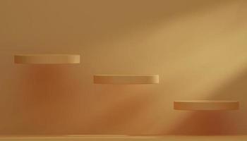Minimal abstract background for product presentation. stair podium on brown background. 3d render illustration. Clipping path of each element included photo