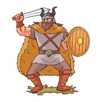 hand drawn viking warrior 1 vector