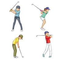 some people playing golf vector