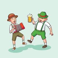 two people are celebrating octoberfest vector