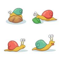 hand drawn various snail activities vector