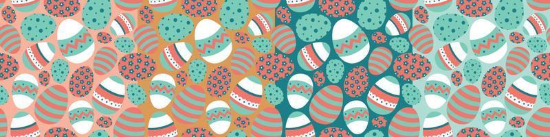 Easter holiday. Seamless pattern. Painted Easter eggs. Vector image.