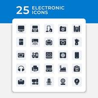 Editable vector pack of electronic glyph icons. Premium quality symbols. Collection of vector icons for concept, web graphics and mobile app with glyph style. Simple glyph signs.