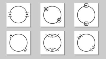 marcos de cotización plantillas en blanco establecidas usando forma básica de círculo. ilustración de banner de vector creativo.