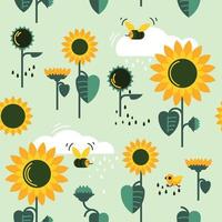 Sunflowers. Sunflower field. Seamless pattern. Vector image.