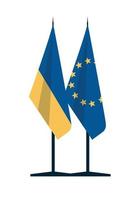 Flag of Ukraine and the European Union. Vector image.