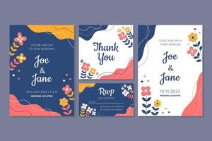 Colorful Wedding Invitation Card Design Set vector