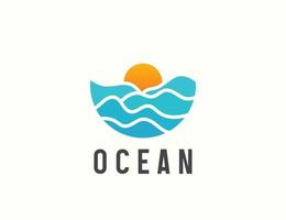 Ocean sunset logo design vector