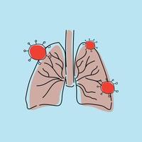 ilustración de virus contaminado de pulmón vector