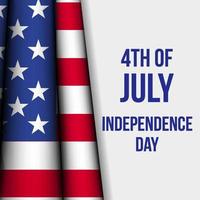 diseño simple día de la independencia 4 de julio con bandera estadounidense realista vector