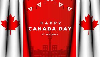 realistic canada day with two canadian flags vector