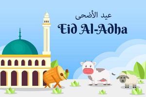 flat eid al adha background illustration vector