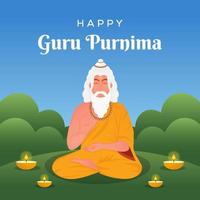 gradient guru purnima illustration greeting card vector