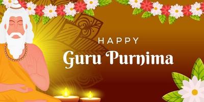 guru purnima background illustration with flowers