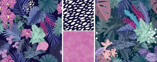 Set of four tropical seamless patterns vector