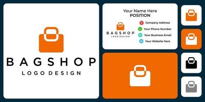 diseño de logotipo de bolsa de compras simple con plantilla de tarjeta de visita. vector