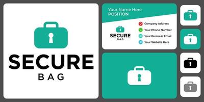 Padlock and bag logo design with business card template. vector