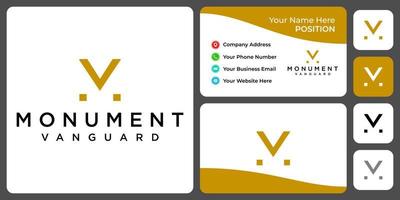 Letter M business logo design with business card template. vector