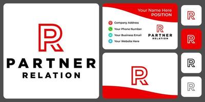 Letter P R monogram business logo design with business card template.