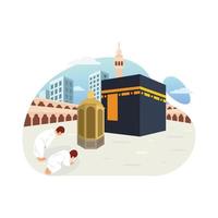 Praying behind the maqam ibrahim after tawaf hajj and umrah vector