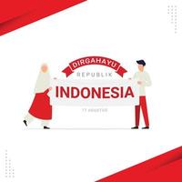 feliz día de la independencia de indonesia tarjeta de felicitación vector