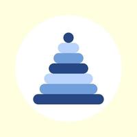 Vector illustration of a children's toy pyramid in blue colors on a yellow background.