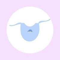 Vector illustration of a baby bib for a boy in blue, illustration on a purple background.