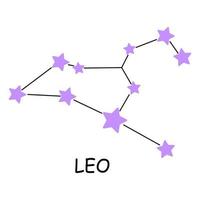 constelación del signo zodiacal leo. constelación aislada sobre fondo blanco. vector