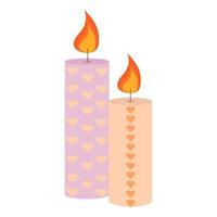 Burning cute wax and paraffin scented candles. Candles decor for home and comfort, holiday vector