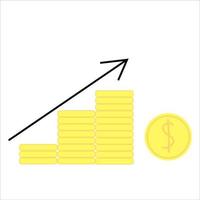 ilustración vectorial minimalista de la tabla de crecimiento de ingresos al alza. crecimiento de dinero y ganancias en gráfico vector