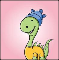 cute dinosaur smiling happily vector