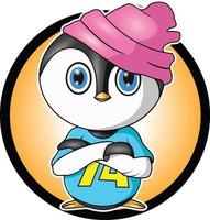 a penguin is  stylish wearing a hat vector