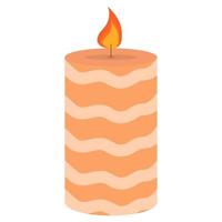 Vector illustration of a cute orange striped candle. Decor for home and comfort.