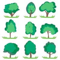 Set of abstract trees in vector eps 10. Vector hand drawn illustration in flat style.