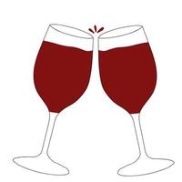 two glass with red wine. Vector doodle illustration for design, red wine.