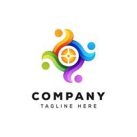 colorful people target logo concept premium vector