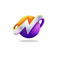 letter n thunderbolt energy logo vector symbol icon design