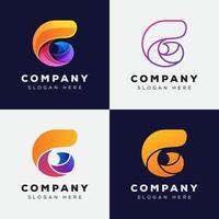abstract letter G logo template with 3d gradient color style vector