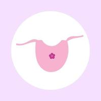 Vector illustration of a baby bib for a girl in pink, illustration on a purple background.