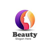 plantilla de vector de logotipo de chica de belleza colorida