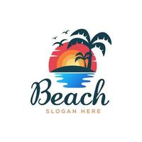 plantilla de vector de ilustración de logotipo de verano de playa
