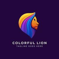 colorful geometric lion logo design