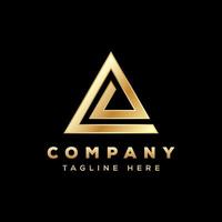 luxury triangle a logo, letter E triangle logo, delta logo gold vector