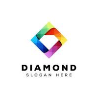 diseño de logotipo de diamante colorido premium vector