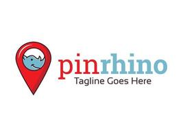 diseño de logotipo de rinoceronte pin vector