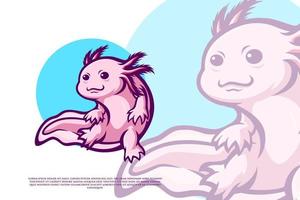 Cute Axolotl Illustration or Logo vector