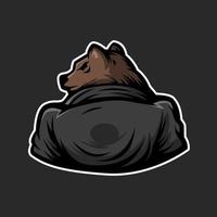 logo de mascota de un oso con chaqueta de cuero vector